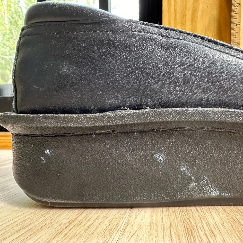 Minimalist Classic Comfy No-Fuss Black Leather Alegria Nonslip Slip-On Clogs ~42